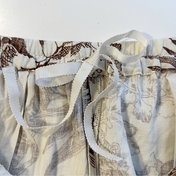 COS Women’s Size 8 Cream & Brown Botanical Print Pull-On Longline Linen Shorts - Picture 12 of 15